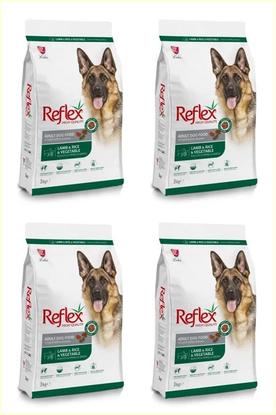Reflex Kuzulu, Pirinçli ve Sebzeli Yüksek Kaliteli Köpek Maması 3 Kg* 4 ADET ürün görseli 1