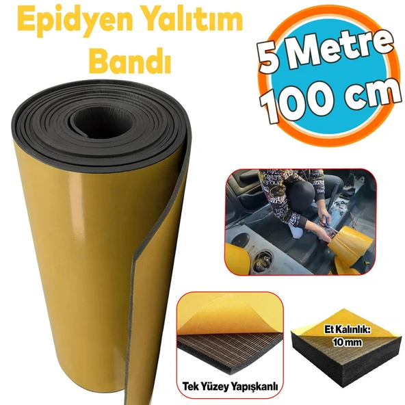 Yapışkanlı Araç Ses Isı Yalıtım İzolasyon Bant En:100 cm Kalınlık:10 mm Uzunluk:5 Metre Kauçuk Sünger ürün görseli 1