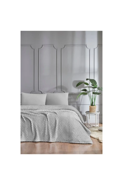 Tomurcuk Gri Tek Kişilik Battaniye 150x220 ürün görseli 1