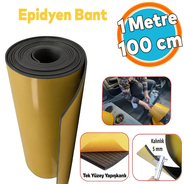 Yapışkanlı Araç Ses Isı Yalıtım İzolasyon Bandı En:100 cm Kalınlık:5 mm Uzunluk:1 Metre Kauçuk ürün görseli 1