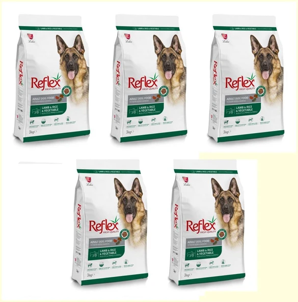 Reflex Kuzulu, Pirinçli ve Sebzeli Yüksek Kaliteli Köpek Maması 3 Kg*5 ADET ürün görseli 1