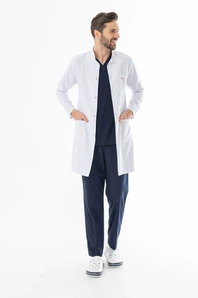 Hakim Yaka Erkek Doktor Önlüğü Alpaka Kumaş Uzun Boy (BEO103) ürün görseli 1