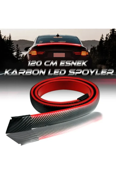 Autowise Oto Ledli Spoiler Bagaj Üstü Ledli Esnek Karbon Bagaj Çıtası Su Geçirmez Spoiler Universal 120 Cm ürün görseli 1