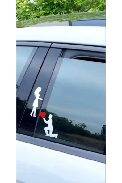 Autowise Evlilik Teklifi Şeklinde Kalpli Oto Araç Sticker ürün görseli 1