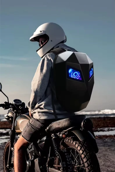 Autowise Led Gözlü Şövalye Motor Sırt Çantası Led'li Telefon Kontrollü Motor Sırt Çantası Large Model ürün görseli 1
