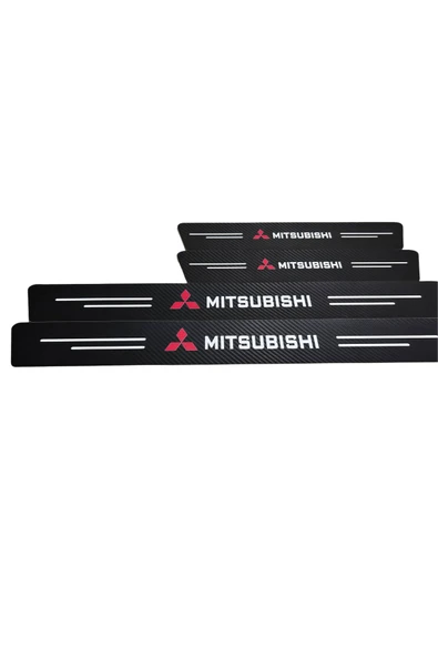 Autowise Mitsubishi Logolu Uyumlu Karbon Kapı Eşiği Koruyucu Bant Folyo 4'lü Set ürün görseli 1
