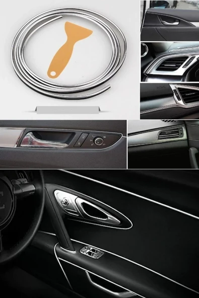 Autowise Trim Fitili Oto Geçmeli Krom Gümüş Trim Fitili Süs 5 Metre Nikelajlı ürün görseli 1