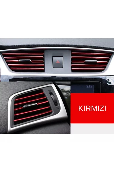 Autowise Araç Içi Klima Izgarasına Geçmeli Klima Süsü Havalandırmaya Geçme Renkli Çıta Kırmızı ürün görseli 1