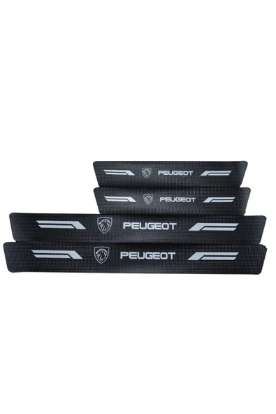 Autowise Yeni Peugeot Logolu Karbon Kapı Eşiği Koruyucu Bant Folyo 4'lü Set ürün görseli 1