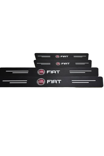 Autowise Fiat Logolu Karbon Kapı Eşiği Koruyucu Bant Folyo 4'lü Set ürün görseli 1