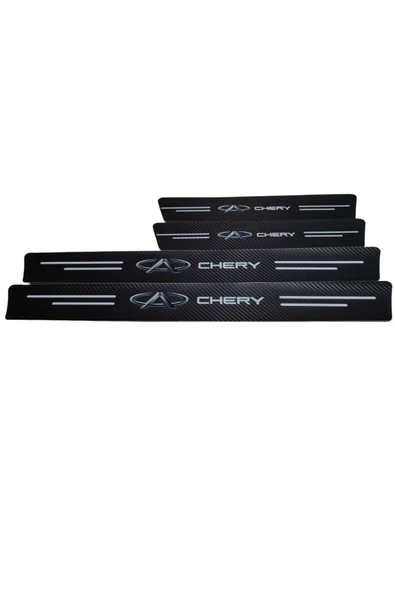 Autowise Chery Logolu Karbon Kapı Eşiği Koruyucu Bant Folyo 4'lü Set ürün görseli 1