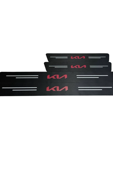 Autowise Yeni Kia Logolu Karbon Kapı Eşiği Koruyucu Bant Folyo 4'lü Set ürün görseli 1