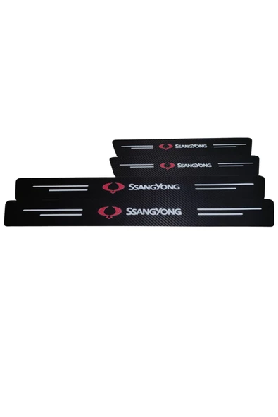 Autowise SsangYong Logolu Karbon Kapı Eşiği Koruyucu Bant Folyo 4'lü Set ürün görseli 1