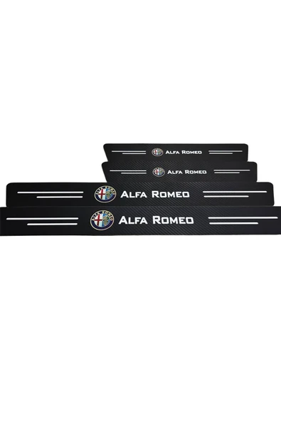 Autowise Alfa Romeo Logolu Karbon Kapı Eşiği Koruyucu Bant Folyo 4'lü Set ürün görseli 1
