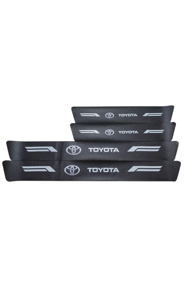 Autowise Toyota Logolu Karbon Kapı Eşiği Koruyucu Bant Folyo 4'lü Set ürün görseli 1