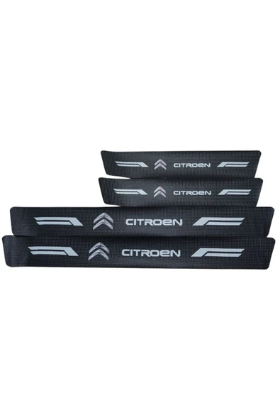Autowise Citroen Logolu Karbon Kapı Eşiği Koruyucu Bant Folyo 4'lü Set ürün görseli 1