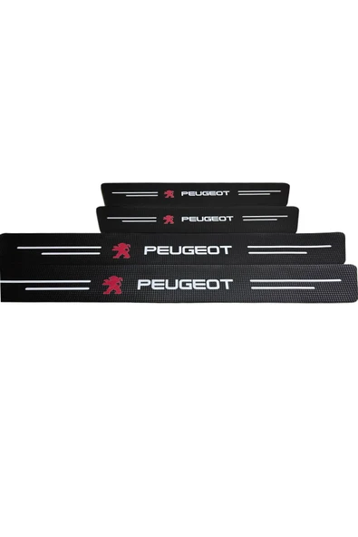 Autowise Peugeot Logolu Karbon Kapı Eşiği Koruyucu Bant Folyo 4'lü Set ürün görseli 1
