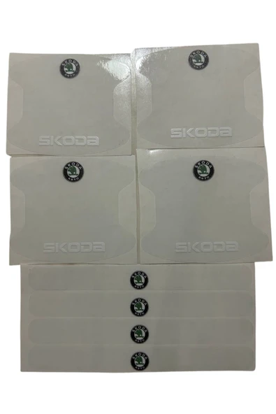 Autowise Skoda Marka Logolu Oto Kapı Kolu Çizik Önleyici Yapışkan 8'li Set ürün görseli 1