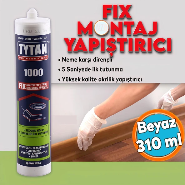 Montaj Yapıştırıcı 310 ml Beyaz Mutfak Banyo Ahşap Dolap Beton Fayans Mermer Çok Amaçlı ürün görseli 1