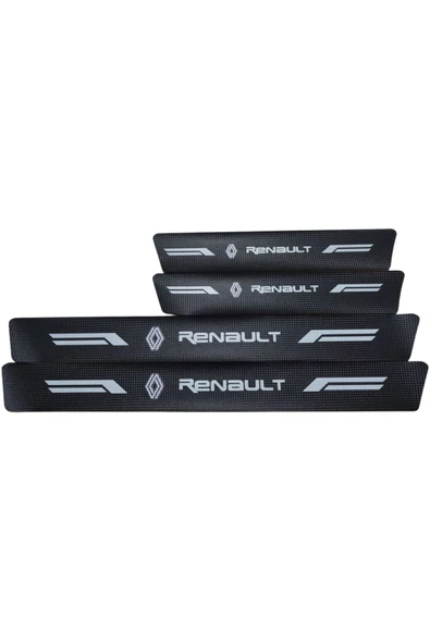 Autowise Renault Logolu Karbon Kapı Eşiği Koruyucu Bant Folyo 4'lü Set ürün görseli 1