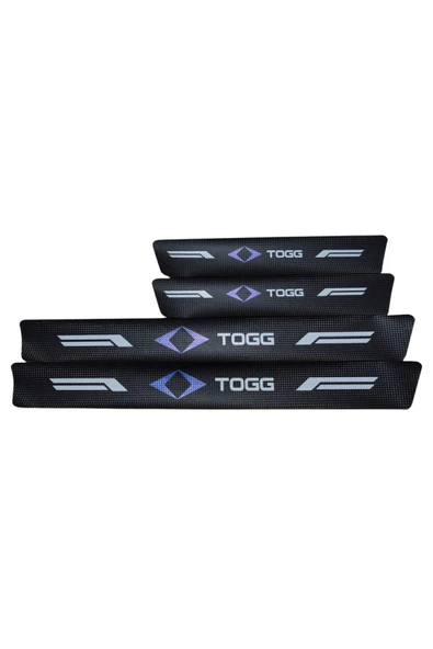Autowise TOGG Logolu Karbon Kapı Eşiği Koruyucu Bant Folyo 4'lü Set ürün görseli 1