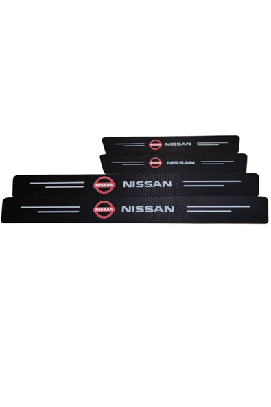 Autowise Nissan Logolu Karbon Kapı Eşiği Koruyucu Bant Folyo 4'lü Set ürün görseli 1