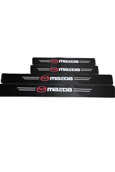 Autowise Mazda Logolu Karbon Kapı Eşiği Koruyucu Bant Folyo 4'lü Set ürün görseli 1