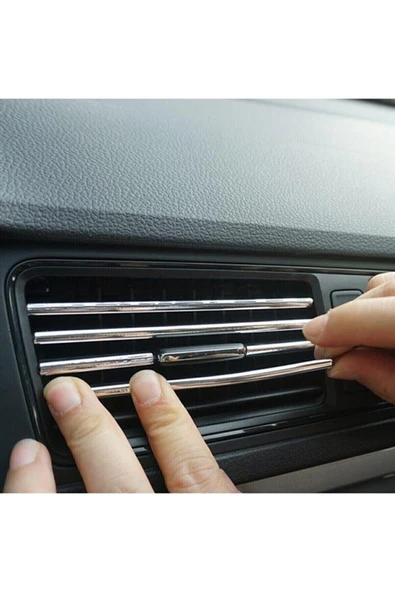 Autowise Araç Içi Klima Izgarasına Geçmeli Klima Süsü Havalandırmaya Geçme Renkli Çıta Krom Gümüş ürün görseli 1