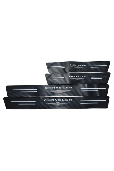 Autowise Chrysler Logolu Karbon Kapı Eşiği Koruyucu Bant Folyo 4'lü Set ürün görseli 1
