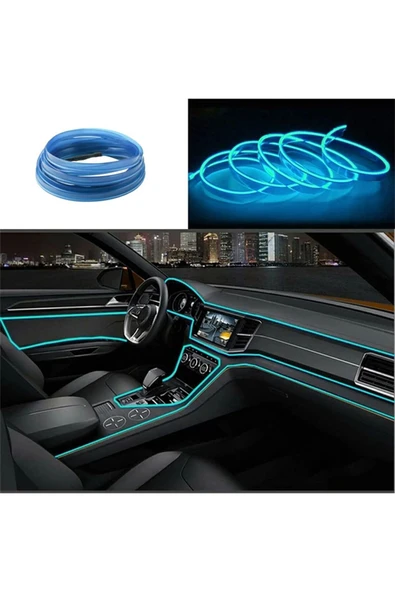 Autowise Araç İçi Neon Aydınlatma Led Göğüs Torpido Ledi Neon İp Led Buz Mavi 2 Metre ürün görseli 1