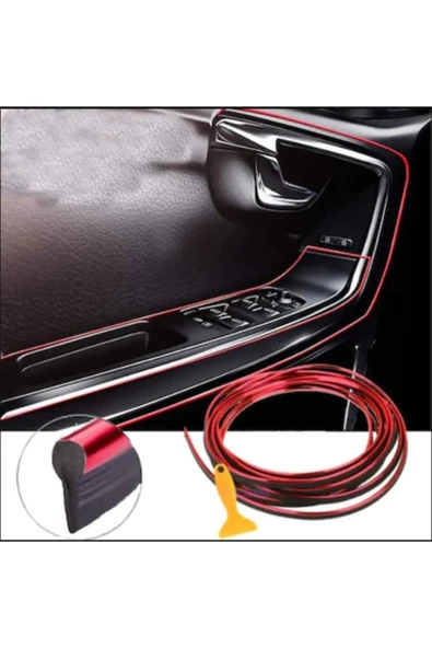 Autowise Trim Fitili Oto Geçmeli Kırmızı Trim Fitili Süs 5 Metre Nikelajlı ürün görseli 1