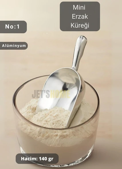Mini Erzak Küreği Alüminyum Bakliyat Küreği Un Küreği Kuruyemiş Küreği Hacim 140 gr No:1 18 cm ürün görseli 1