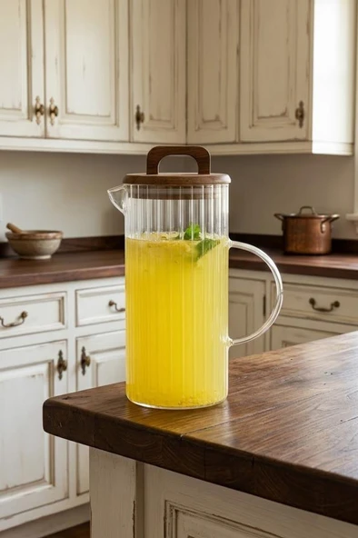 Yüksek Borosilikat Cam Kavanoz Sürahi 1300 Ml ürün görseli 1