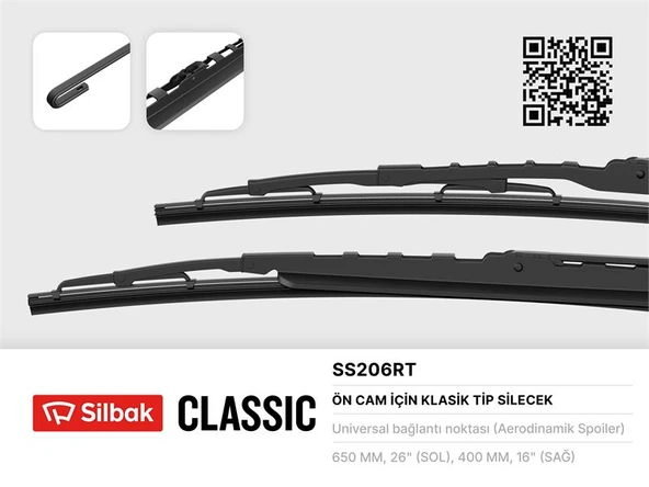 SILECEK SUPURGESI (650-400 MM) RUZGARLIKLI (TAKIM) PEUGEOT 206 ürün görseli 1
