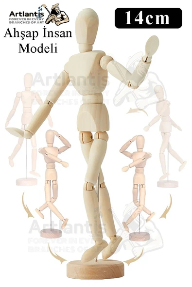 Ahşap İnsan Modeli 14 cm 1 Paket İnsan Figürlü Ahşap Model Manken Resim Ressam Eğitimi Tahta Adam Kukla Stilist ürün görseli 1