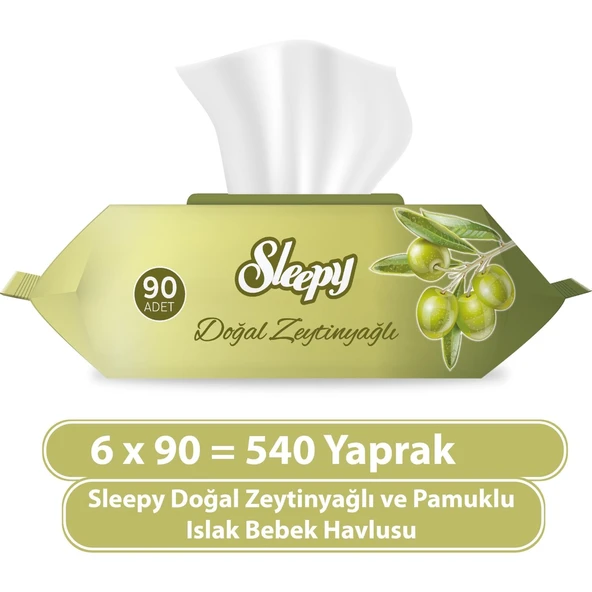 Sleepy Zeytinyağlı Islak Havlu 6 x 90'lı 6 Paket 540 Yaprak ürün görseli 1