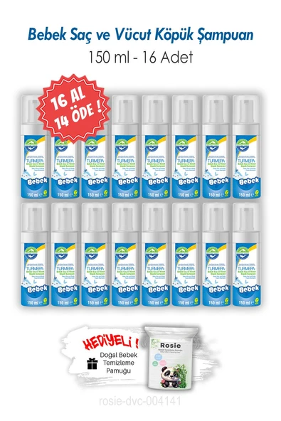 16 AL 14 ÖDE 150 ML Turmepa Bebek Saç ve Vücut Köpük Şampuanı ve ROSIE ürün görseli 1
