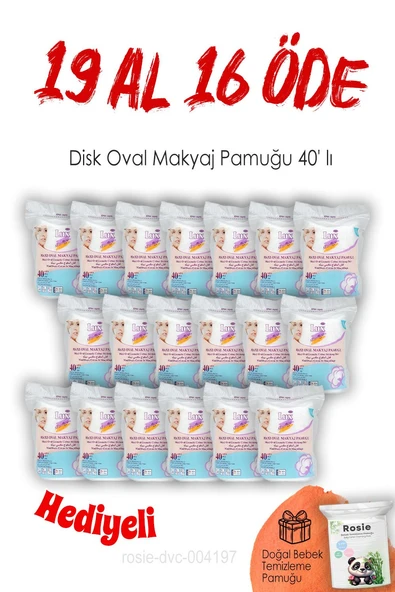 19 AL 16 ÖDE 40'lı Lux Disk Oval Makyaj Pamuğu ve ROSIE ürün görseli 1