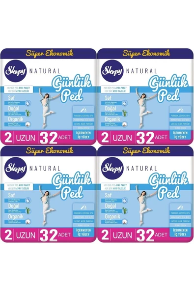 Sleepy Natural Günlük Ped Uzun 128 Adet Ekonomik ürün görseli 1