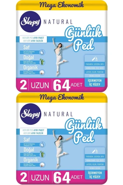 Sleepy Natural Günlük Ped Uzun 128 Adet ürün görseli 1