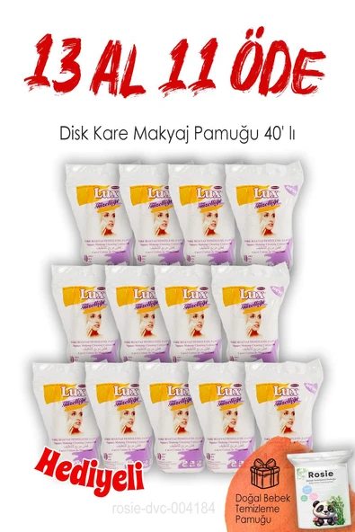 13 AL 11 ÖDE Lux Disk Kare Makyaj Pamuğu 40' lı ve ROSIE ürün görseli 1