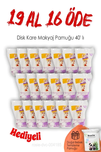 19 AL 16 ÖDE 40'lı Lux Disk Kare Makyaj Pamuğu ve ROSIE ürün görseli 1