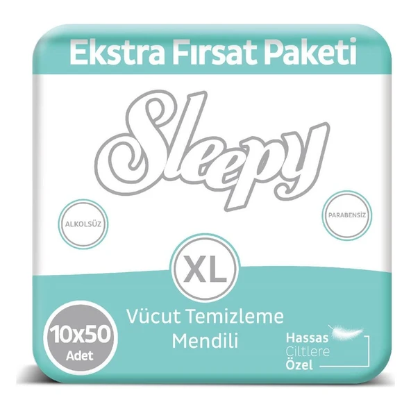 Sleepy Vücut Temizleme Mendili XL 10 x 50 Adet ürün görseli 1