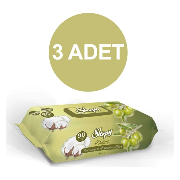 Sleepy Islak Havlu Zeytinyağlı 3 x 90' lı ürün görseli 1