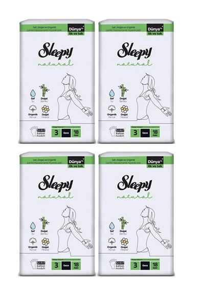 Sleepy Natural Ultra Hassas Hijyenik Ped Gece 72 Adet Ped ürün görseli 1
