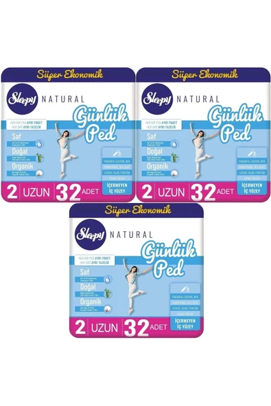 Sleepy Natural Günlük Ped Uzun 96 Adet Süper Ekonomik ürün görseli 1