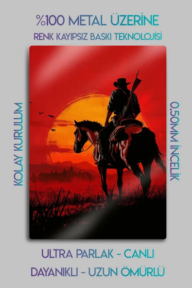 Metal Baskı Parlak Duvar Tablosu - RDR2 - Red Dead Redemption 2 - Resim 3