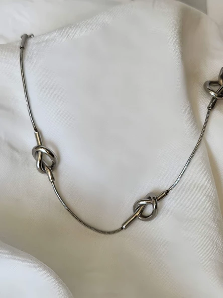Düğüm Model Silver Renk Bileklik - Resim 2
