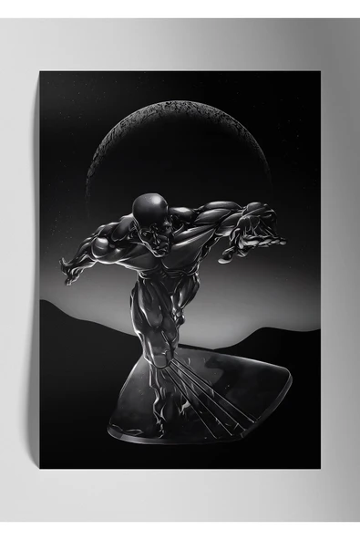 Metal Baskı Parlak Sanat Duvar Tablosu - Silver Surfer ürün görseli 1