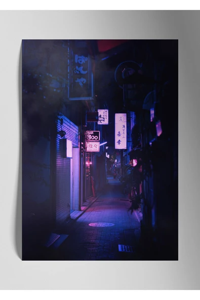 Metal Baskı Parlak Duvar Tablosu - Neon Tokyo ürün görseli 1